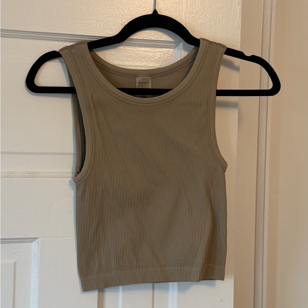 Ribbed Tan Sleeveless Top Aritzia Sunday Best